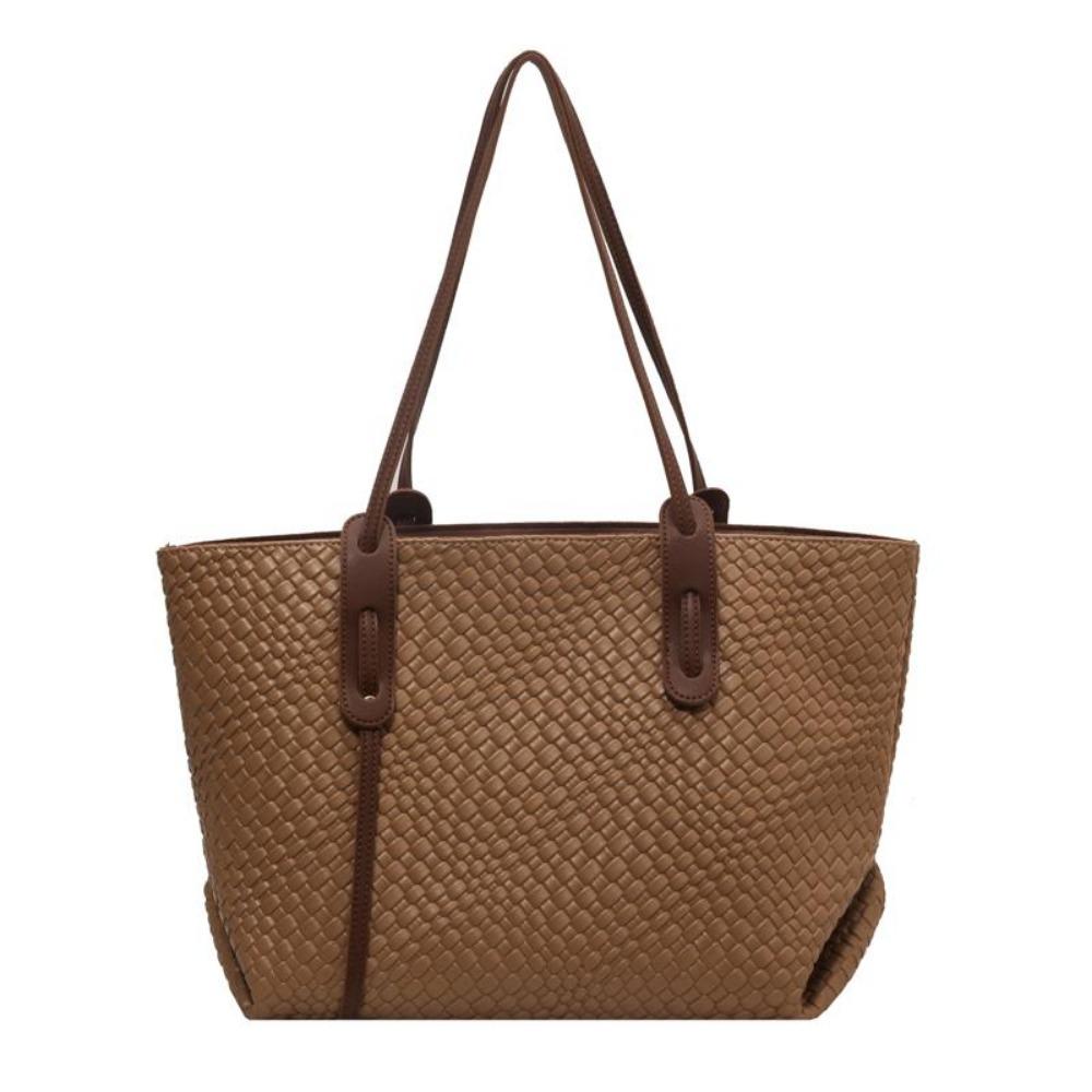 Fashion handbag women's spring and summer new product retro rhombus woven shoulder large capacity versatile tote bag