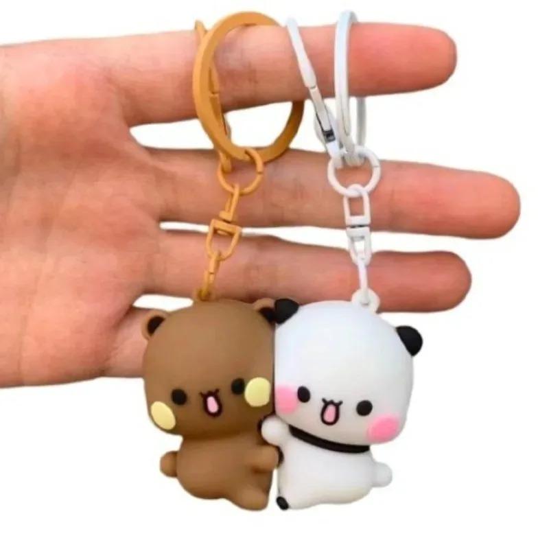 .Cartoon Panda Bubu Dudu Magnetic Keychain Cute Backpack Pendant with Toy Figures Couple Accessories Ideal Fantasy Themed Gift