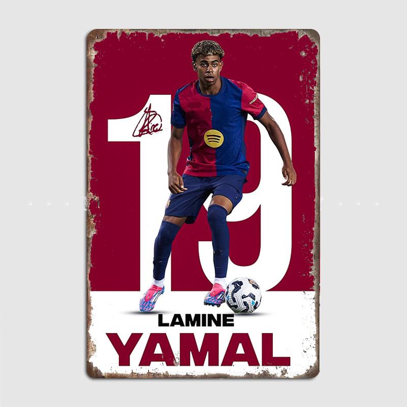 Lamine Yamal And Messi Football Player Retro Posters Metal Sign Poster Bar Interior Bedroom Wall Art Home Decor Room Decoration