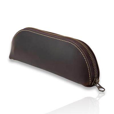 Tasche Schlank Leder Bleistift Groß Einfaches Design für Erwachsene Etui Nur aus der Oberseite von Rindsleder gefertigt Reißverschluss Stilvolles Leder-Bleistiftetui für Echt
