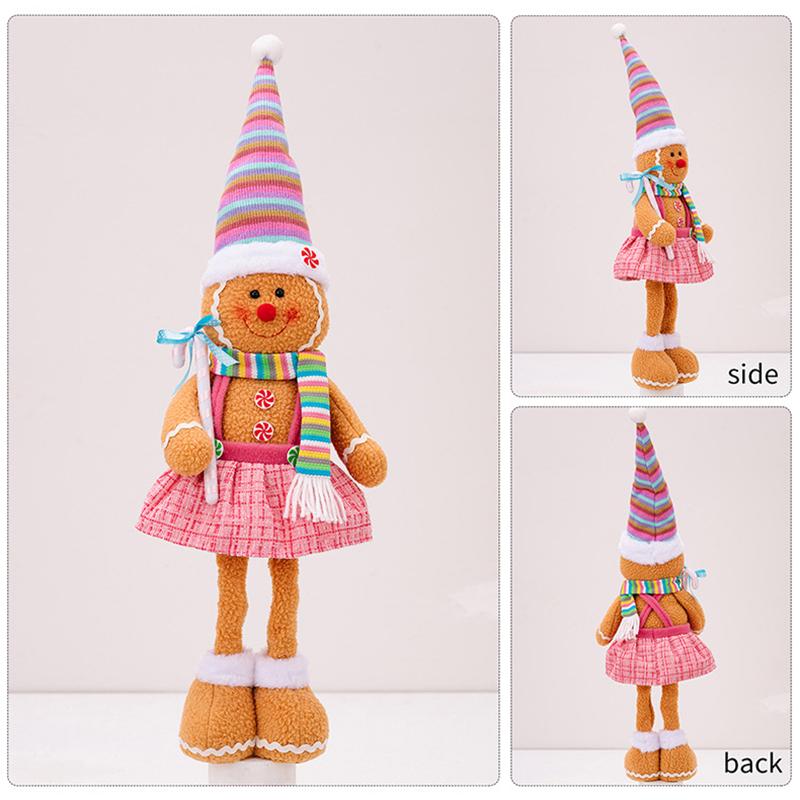 Christmas Cartoon Figurine Extendable Gingerbread Man Chef Gnome Christmas Window Display Festival Desktop Decoration Supplies