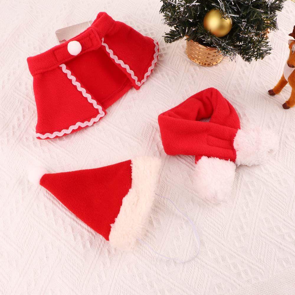 Winter Xmas Pet  Clothing Cute Cloak Hat Red Scarf Hat Puppy Warm Pet Clothes Christmas Clothes Pet Cosplay Costume Pet Costume
