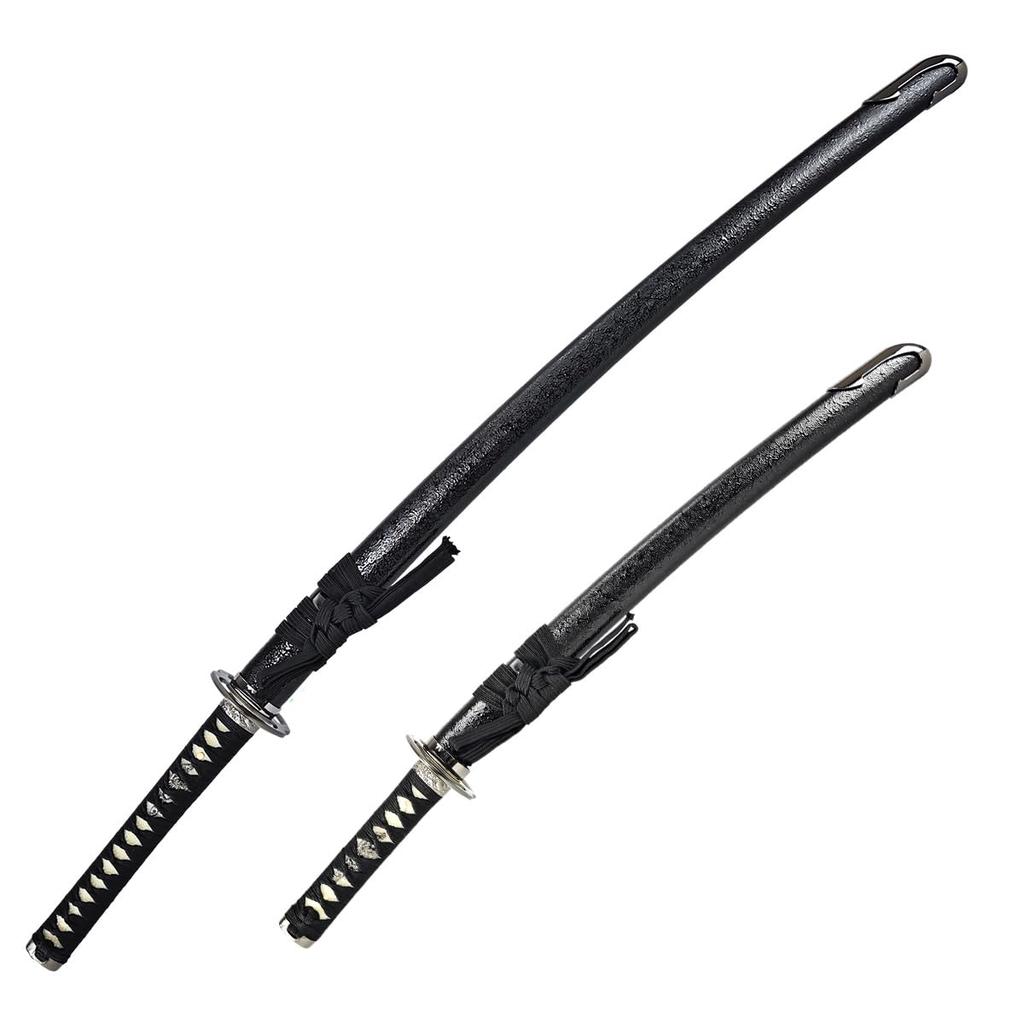 Shinobiya Replica Sword Miyamoto Musashi Style Sea Cucumber Tsuba and Sword Cleaning and Replica Sword Set Two-Sword (Large Small) (Includes Sword,