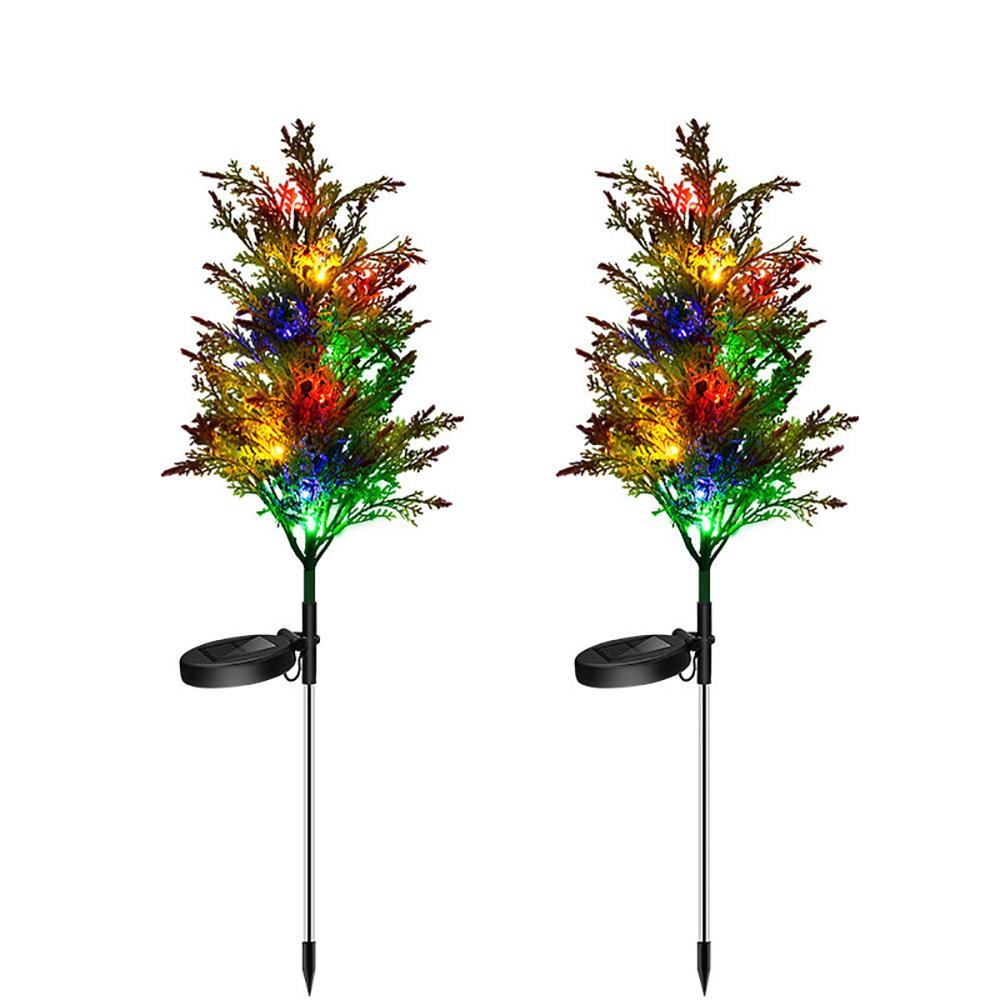 2PCS Solar Garden Lights Christmas Tree Outdoor Pathway Yard Lights Decorations