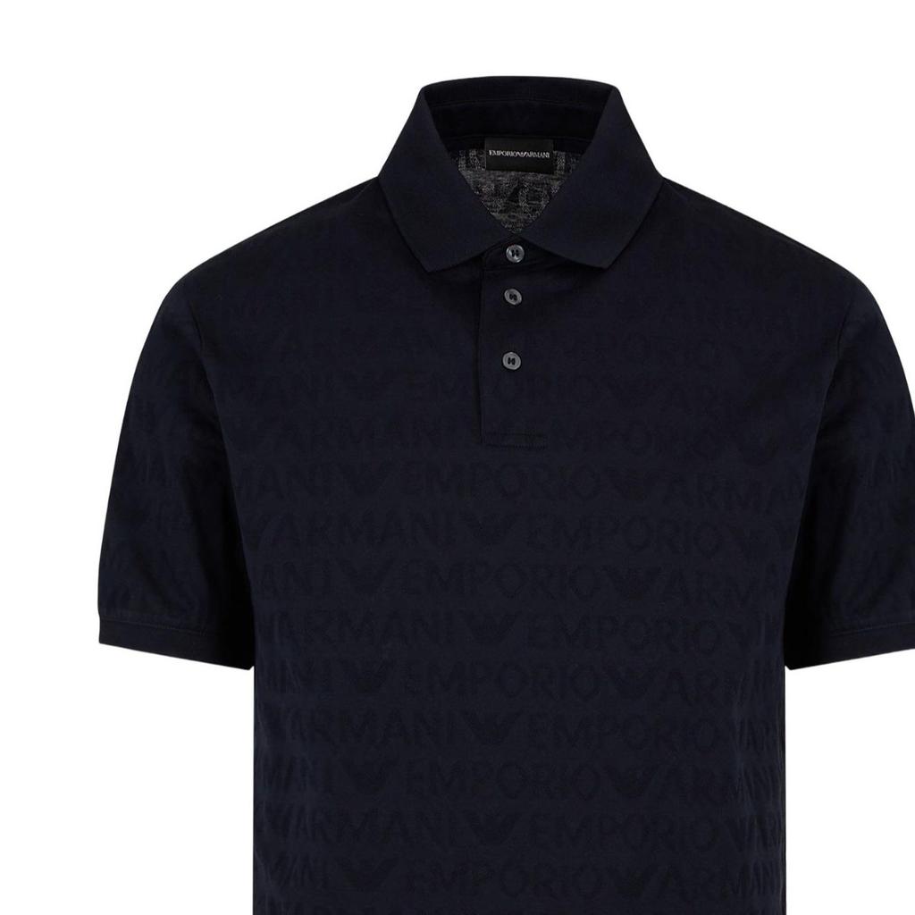 Emporio Armani Polo Shirt With All Over Print Men Tops Navy-Blue 3D1FM8-1JORZ-0920