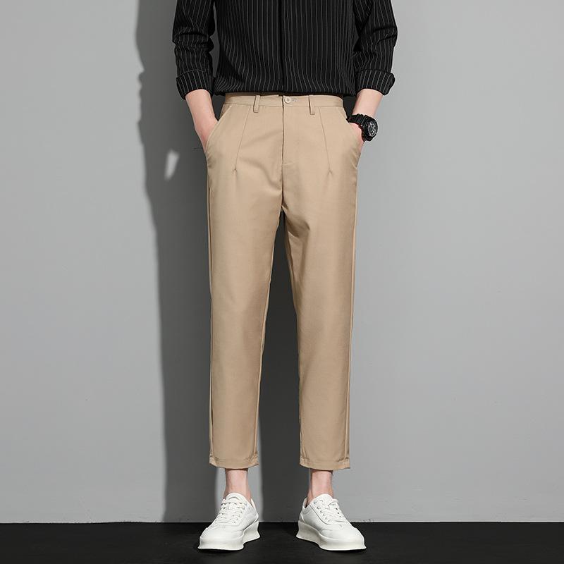 Pants Men's Spring and Autumn New Men's Suit Pants Casual Versatile Blue Straight Fashion Drape Pants Men's Clothing