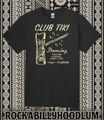 Retro Tiki Art Tee T Shirt 100% Cotton Bar Mug Club Tiki Canoga CA Roscoe