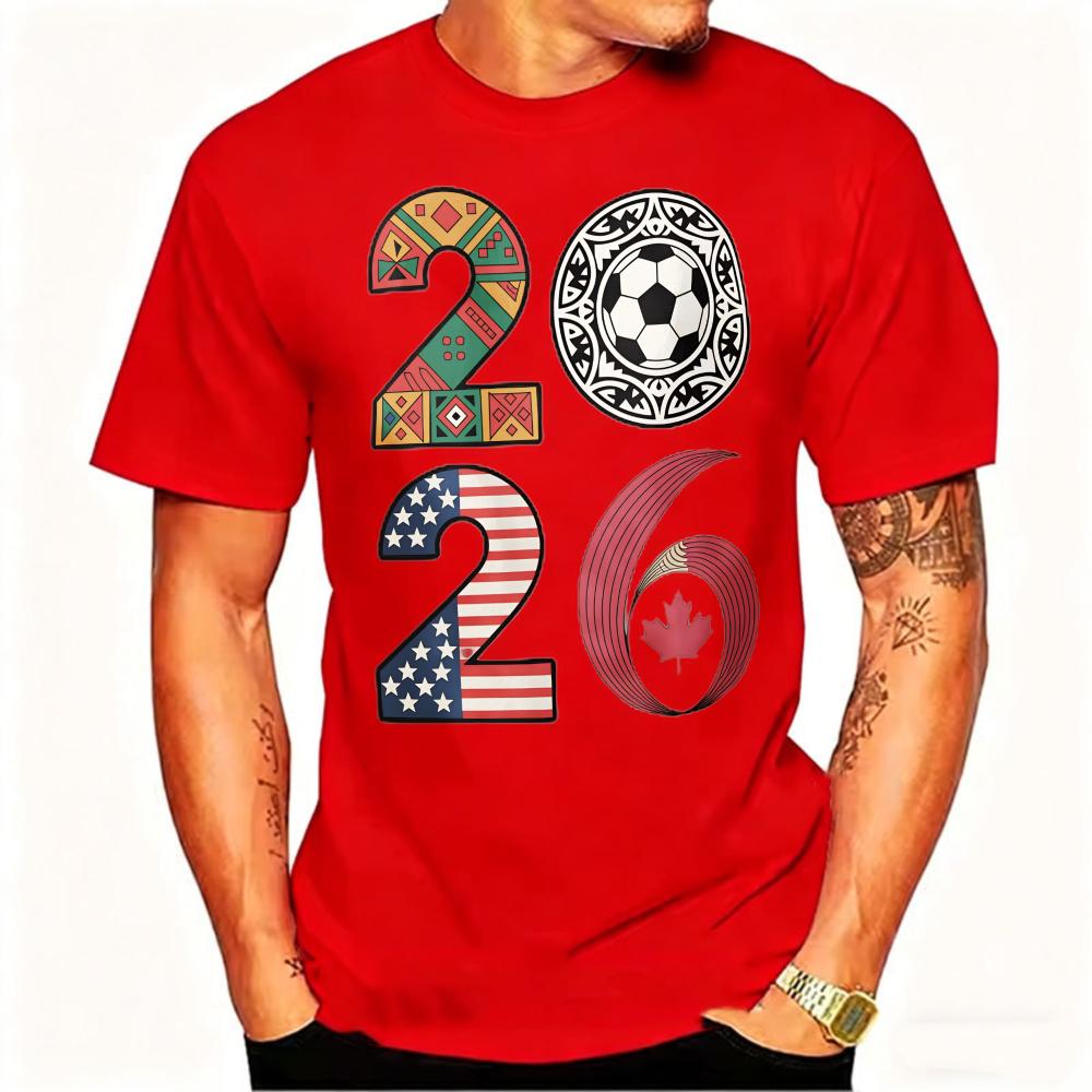 USA Canada Mexico Soccer T-Shirt Cotton Shirt Tribal & Flag Graphic Tee, Ideal Gift for North American Football Enthusiasts