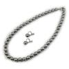 [Your and My Jewelry Box] Made In Japan  Domestic High-Grade Genuine Shell Pearl 9mm Formal Set, White or Gray-Black (Necklace and Earring Set) In a