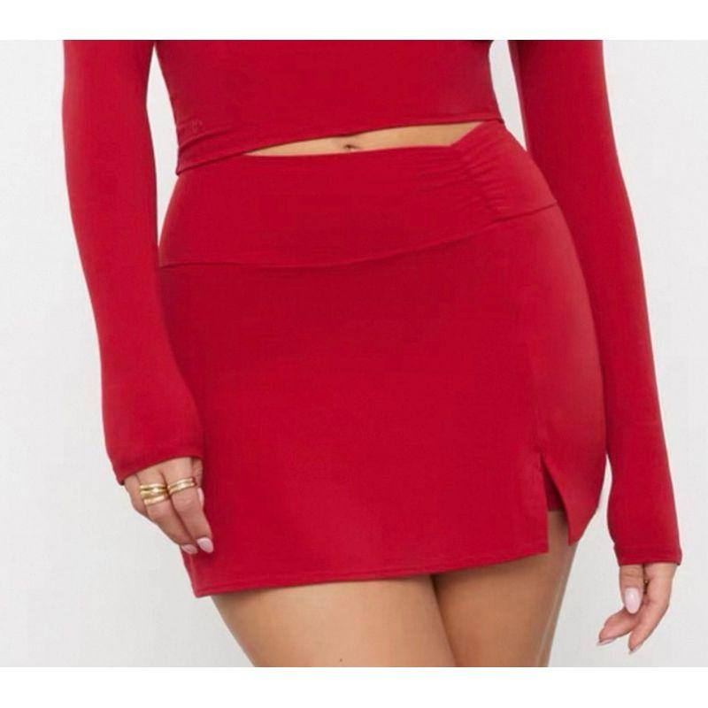 

Los Angeles Red Brand Sports Fitness Tennis Stretch Velvet Texture Short Pantskirt with Leggings Dark red/Single Culottes M defects