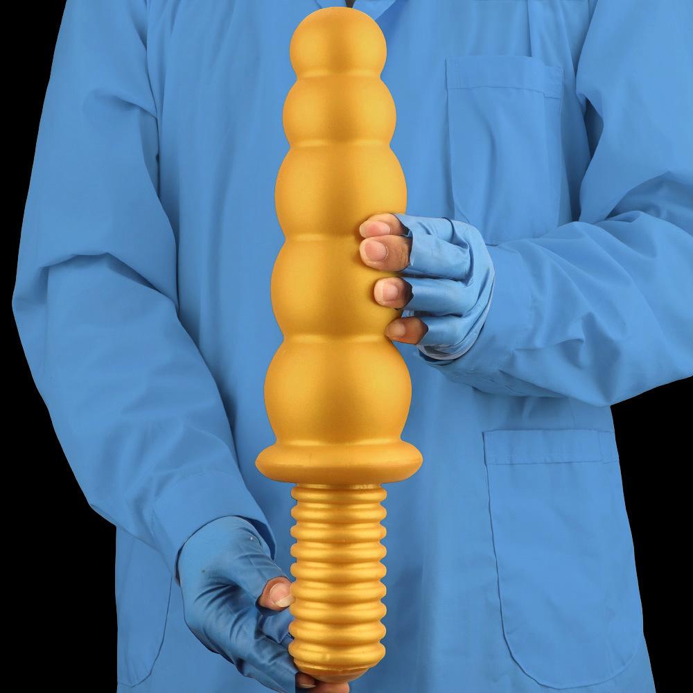 Extra Large Gold Silicone Threaded Vibrator Anal Plug Anal Diverter Dildo Sex Toy Realistic Penis Big Dick