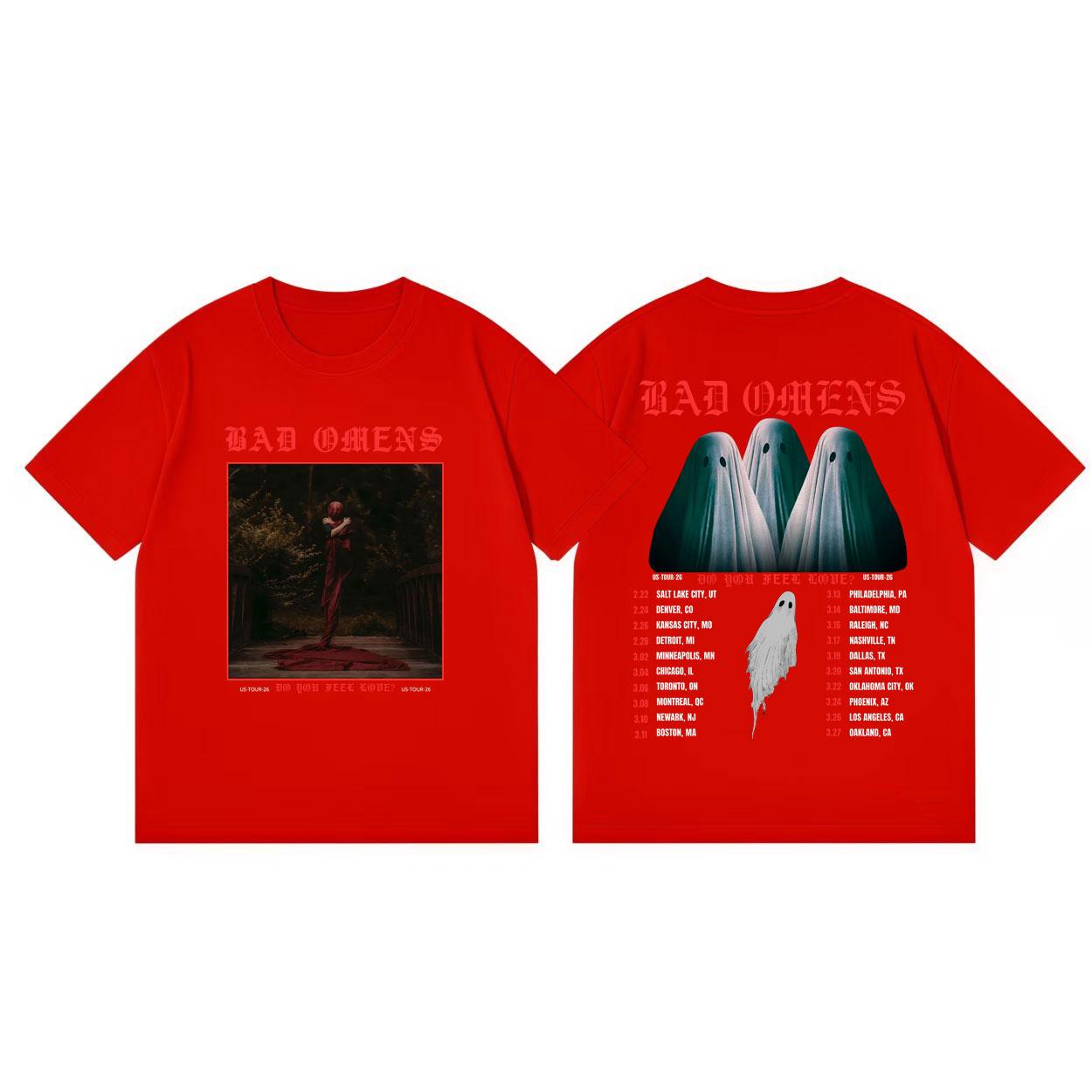 

Bad Omens Do You Feel Love Tour 2026 Graphic T Shirts Gothic Vintage Short Sleeve T Shirt Men Women Fashion Casual Loose Tshirt S