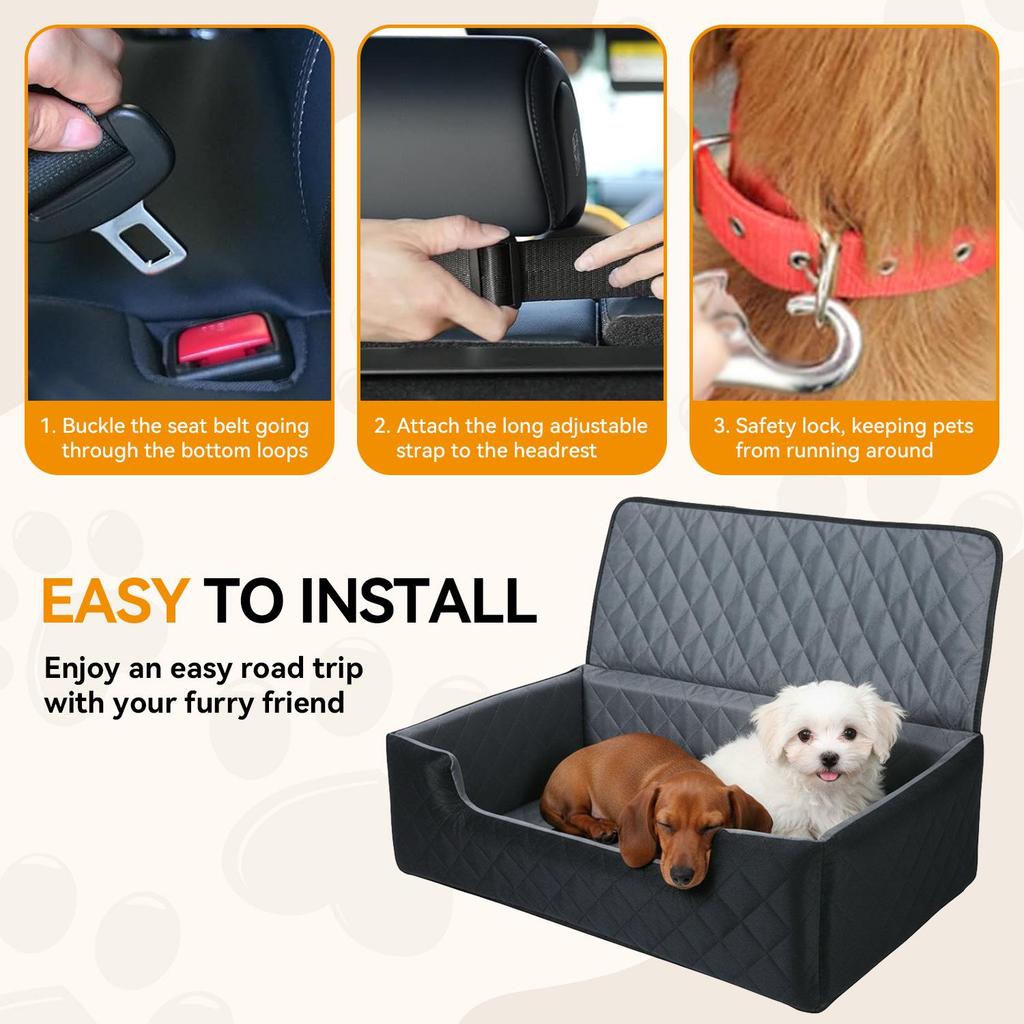 Open-Type Car Dog Bed & Safety Seat for Medium To Large Dogs - Rear Seat Travel Pet Sponge Bed