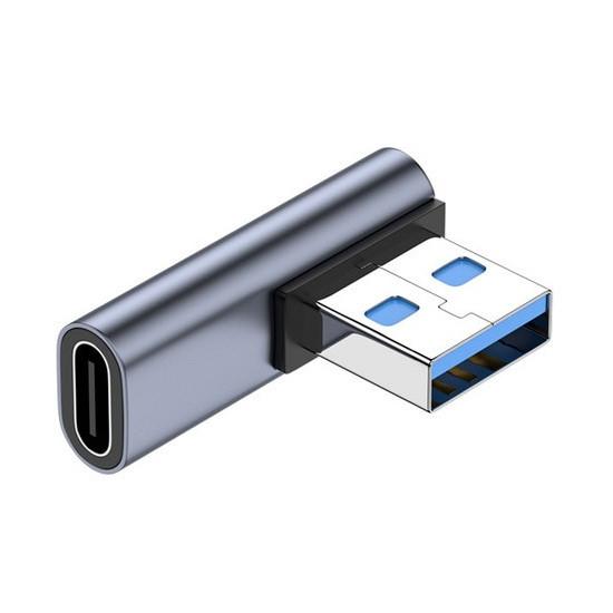 SUNROZ Angled Adapter Type-C Female - USB 3.0 Male 10Gbps Graphite, Metal (A48621)