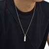 Small Vertical Bar Necklace for Men,Silver Color Cutting Surface Square Pendant Necklace,Hiphop Simple Jewelry