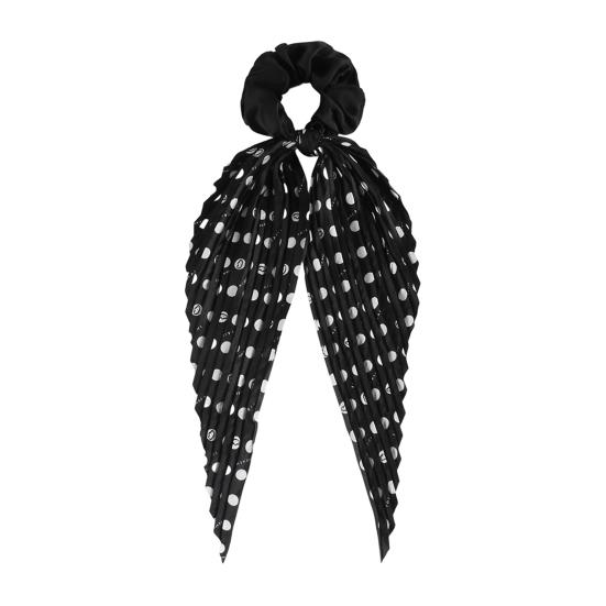

Hair Rope Dot Print Pleated Ribbon Hair Tie No Damage High Elasticity Ponytail Holder Lightweight Daily Hair Accessory чёрный