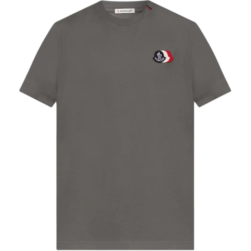 T-shirt Homme Moncler à Col Rond Manches Courtes Logo Tricolore Brodé L10918C0007489B8Q93D M gray