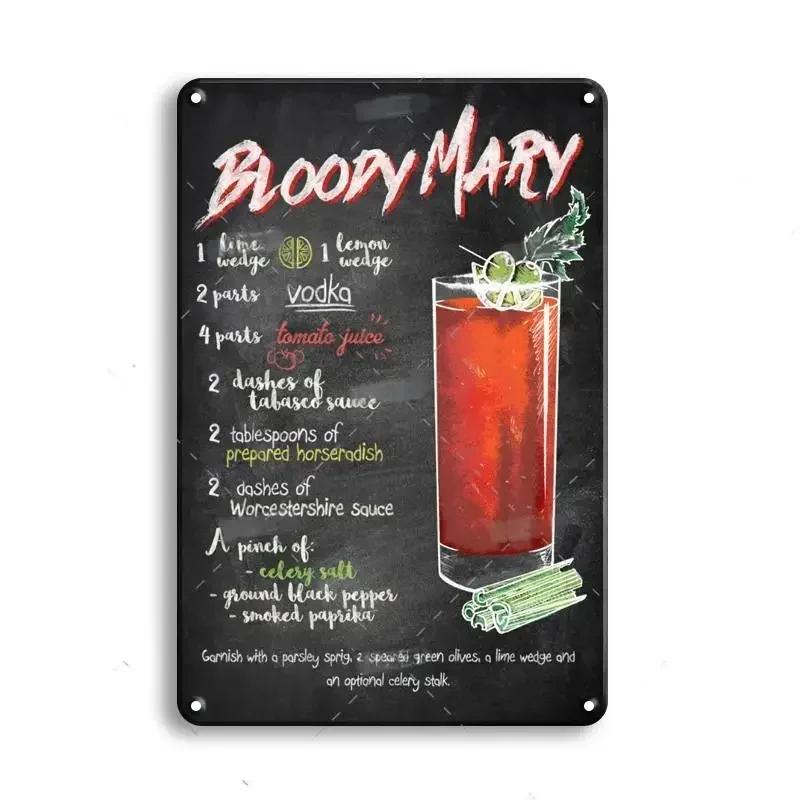 Vintage Metal Sign Decoration Gin & Tonic Cocktail Tinplate Poster Wine Whisky Art Plaque for Bar Home Wall Decor Tin Signs