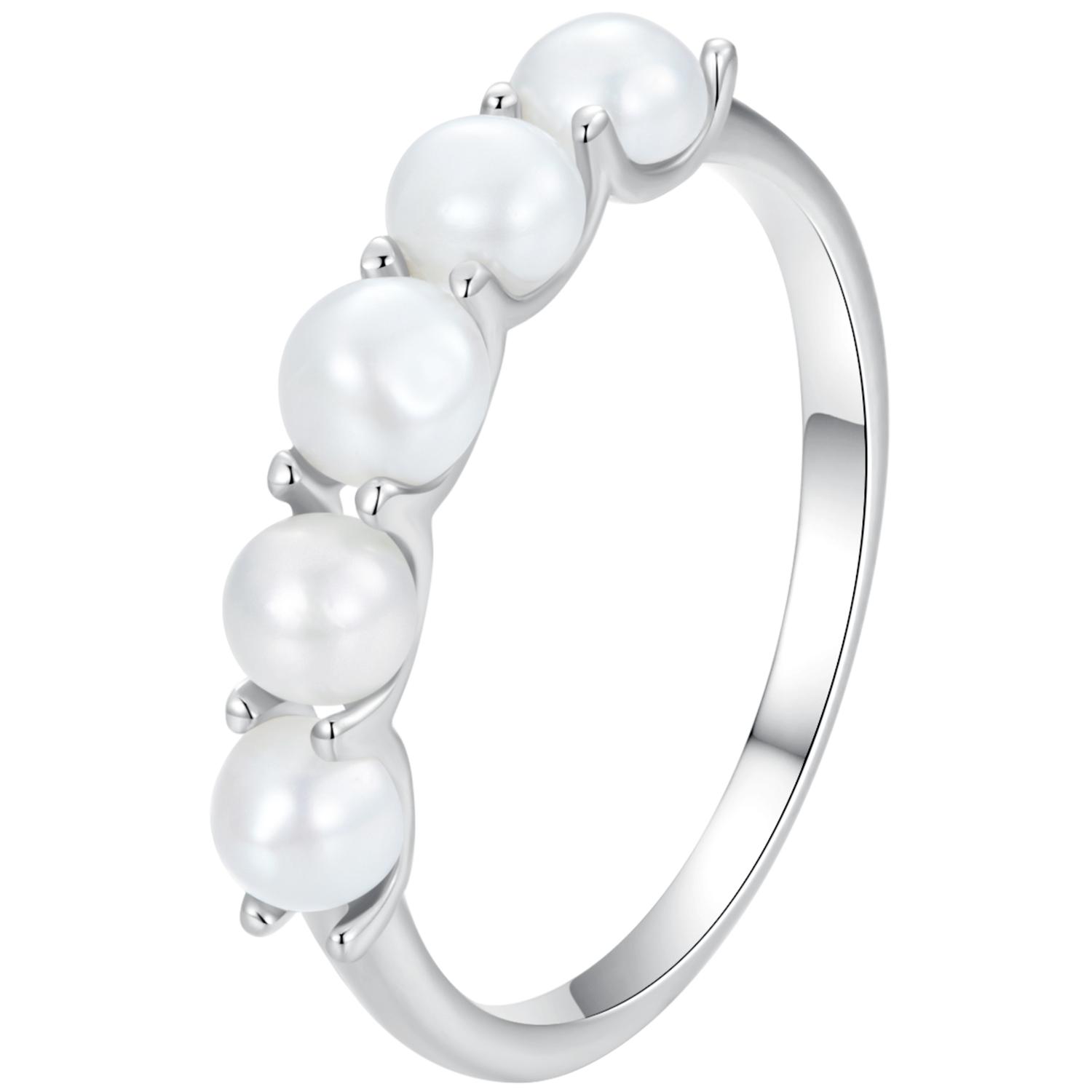 

Bamoer из стерлингового серебра 925 пробы, высококачественное кольцо на палец с натуральным жемчугом для женщин, вечерние, помолвочные, элегантные ювелирные изделия, подарок 6 серебряный