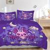 3pcs Cute purple Bat Quilt Set Soft and Comfortable Bedroom, and Dorm Decor Bedding Set 1 Quilt Cover + 2 Pillowcases.L030