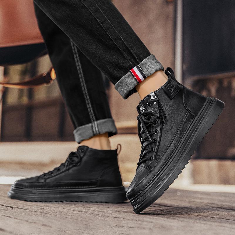 Board Shoes Men's Martin Boots New Autumn and Winter British Style Tooling Boots Men's Shoes Trendy Shoes Men's Locomotive Boots