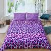 Capa de Edredom Rosa Leopardo Rei Rainha Conjunto de Cama Brilhante Feminino Estampa de Pele de Guepardo Capa de Colcha 2/3 Peças Poliéster