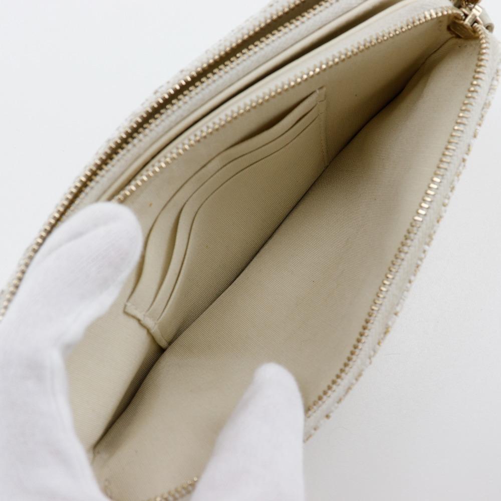 Chanel Deauville ChainShoulder Shoulder Bag A84415 2-way Clutch White Tweed Women Used