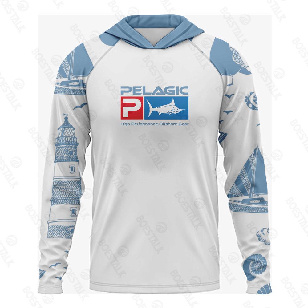 Pelagic men's and women's long-sleeved breathable sunscreen hooded fishing suit sea fishing boat fishing Luya fishing suit customization