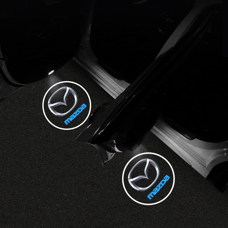 2pcs Car Door Welcome Shadow Light LED Projector Ghost Atmosphere Logo Decorative Lamps For Mazda 6 8 Atenza Axela RX-8 RX-9