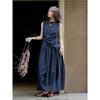 Korean Three-dimensional Pleated Strap Women Vest Dresses Summer Light Breathable Casual Sleeveless Dresses