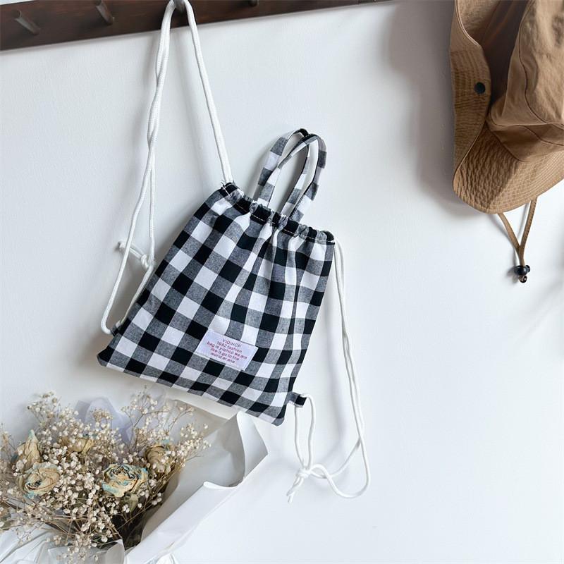 Stylish Korean Inspired Mini Backpack For Kids With Lightweight Canvas Material And Checkered Design For School And Outings