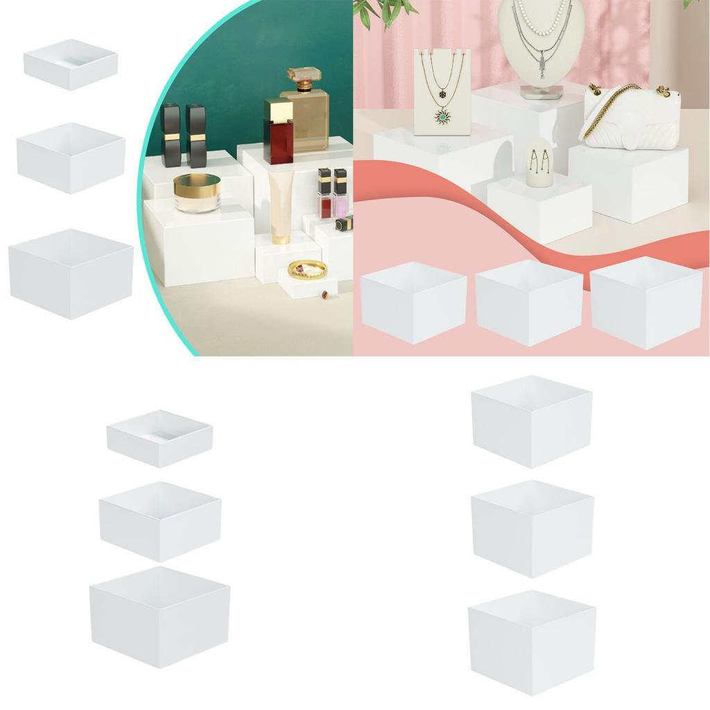 

3Pcs Acrylic Boxes for Food Display Cube Risers for Cosmetics Collectibles 3 4 5 inches