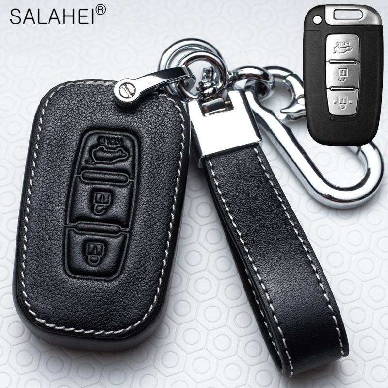 Leather Car Smart Key Cover Case Holder Protection For Hyundai Tucson Mistra Ix25 Ix35 I20 I30 I40 Hb20 Tm