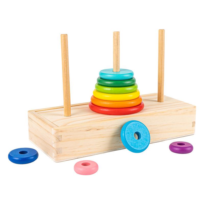 Wooden Stacking Toy Rainbow 10 Layer Tower For Early Education And Brain Development