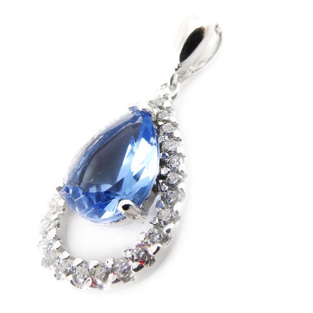 Les Trésors De Lily [J3522] - Silver Pendant 'Celestina' Blue Tanzanite Silver (rhodium Plated) - 25x13 Mm