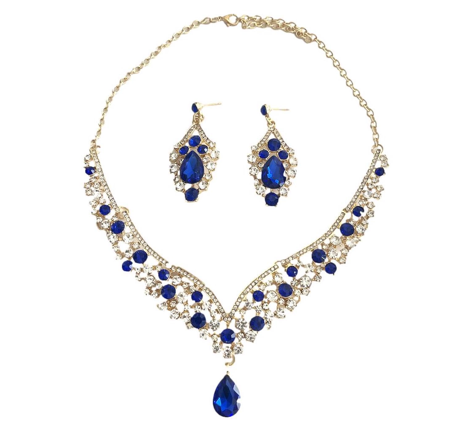 

Belly dance ballroom dance ladies party necklace earrings [J s select] (blue) синий
