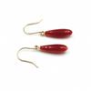 12mm Blood Red Coral American Style Pierced Droplet 18K Made in Japan Earrings, Shape, Gold, Undyed, Kochi,
