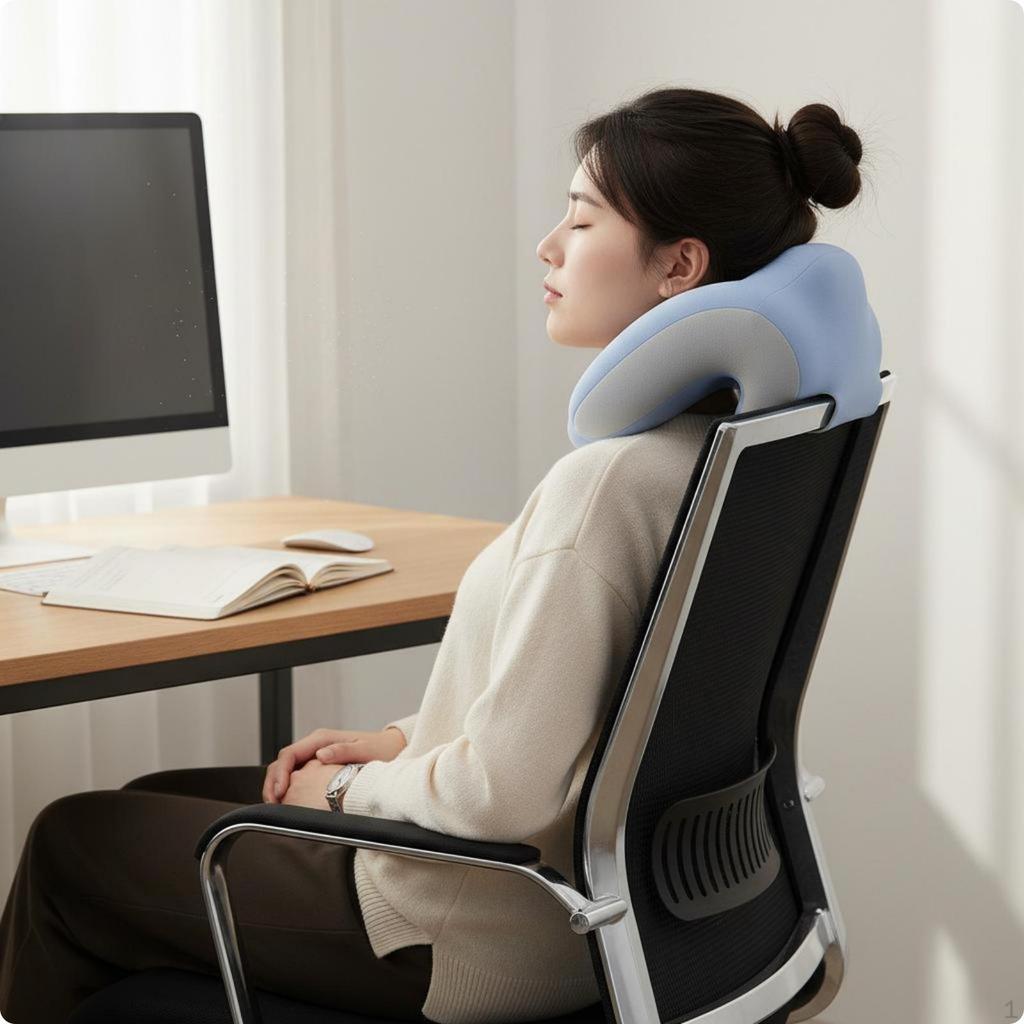 Office Chair Headrest Ergonomic Neck Pillow for Rest Break, Workstation Gentleman Gray