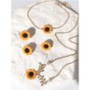 Cute Sweet Resin Flower Pendant Metal Leaves Chain Sunflower Necklace Bracelet Rings Earring Set Jewelry HUANZHI 2023 NEW