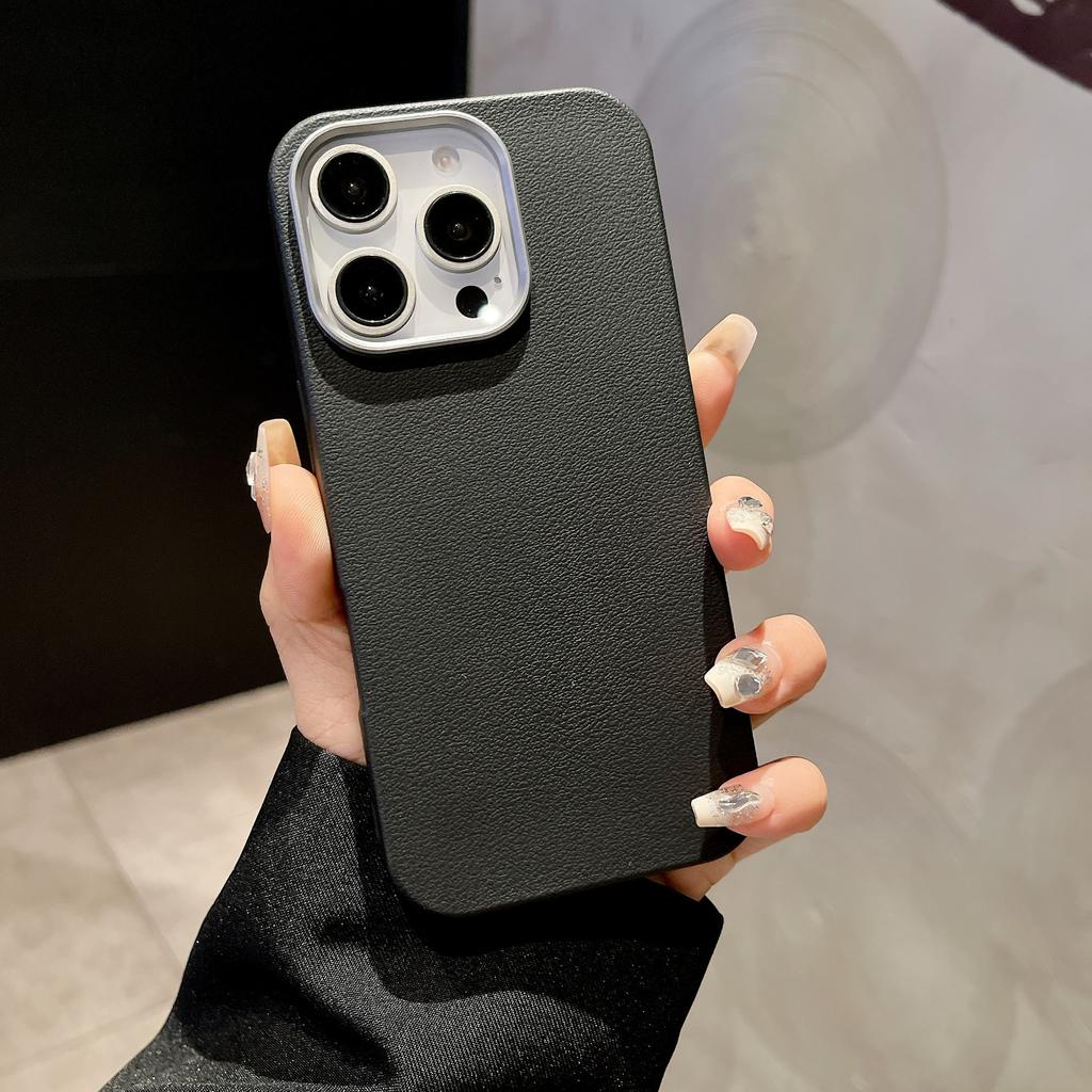 Applicable To IPhone 16 Magnetic Suction Phone Case Simple Leather Pattern New Apple 15 Protective Case 14Promax High End Sense