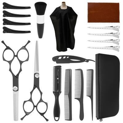 19-teiliges Haarschneide-Scheren-Set Edelstahl Haar Friseursalon Scheren Ausdünnungsschere Rasierer Kämme Salon Haarschnitt Styling-Werkzeug