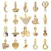 New Diy Jewelry Gift Engravable Heart & Arrow Double Sparkling Gold Flower & Heart Charm Beads Fit Original Bracelet Accessories