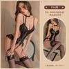 Style Bell Sex Underwear Passion Suspender Patent Leather Open Crotch onesie Lace-up Uniform Temptation Set
