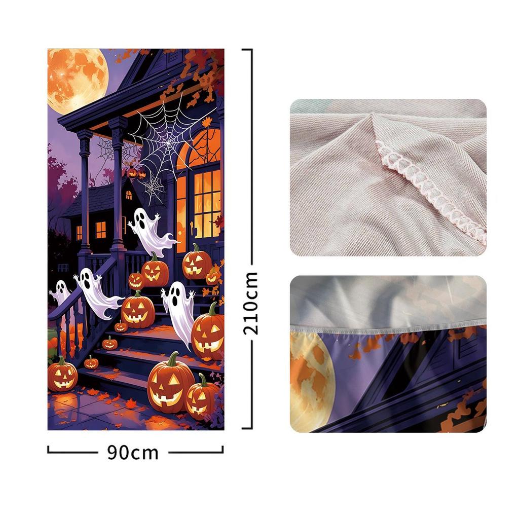 Halloween Pattern Stretch Carpet Fabric Door Cover - Easy Installation