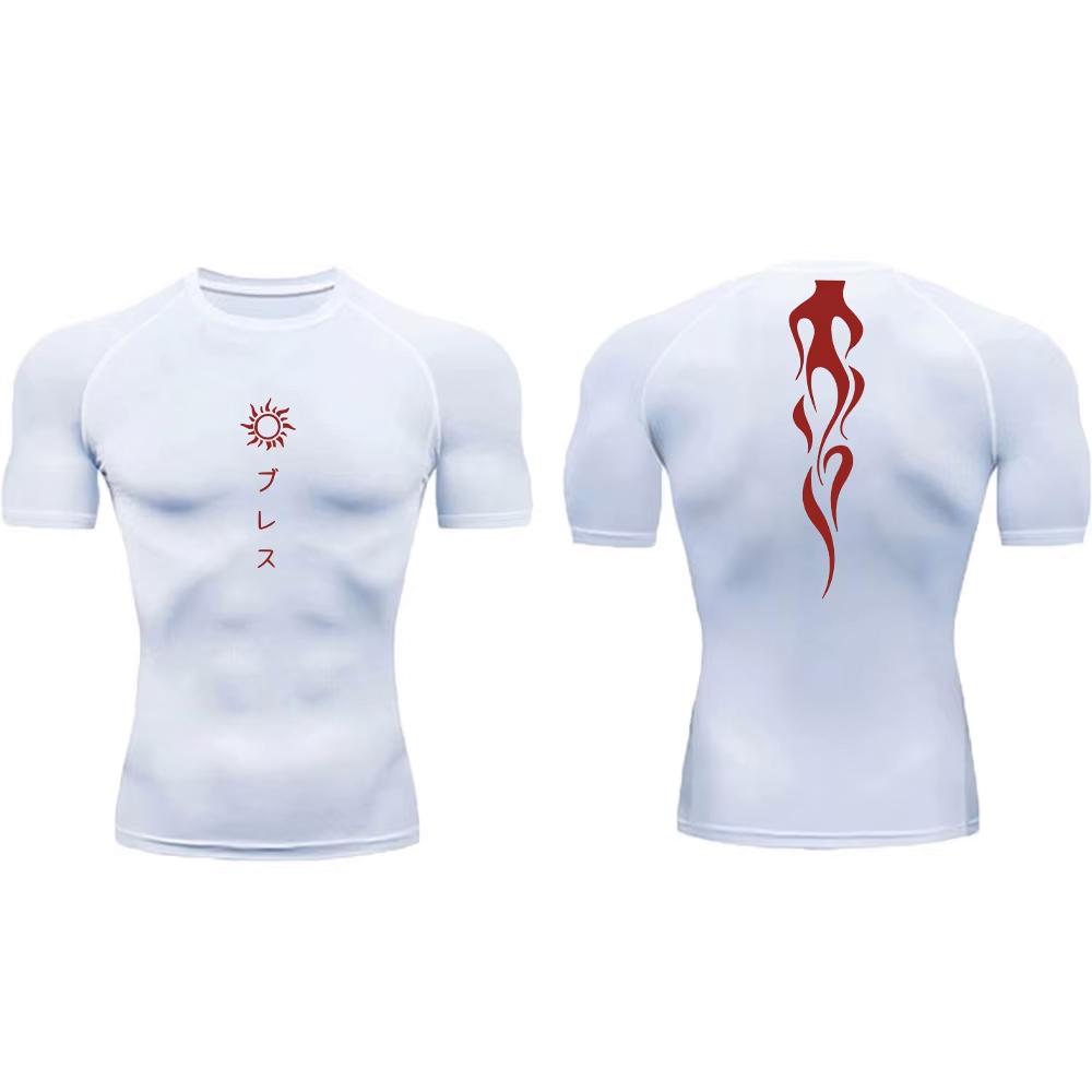 Men's Compression Shirt Printed Fitness Sport Running Tight Gym TShirts Athletic Workout Bodybuilding Quick Dry Tops Tee Summer