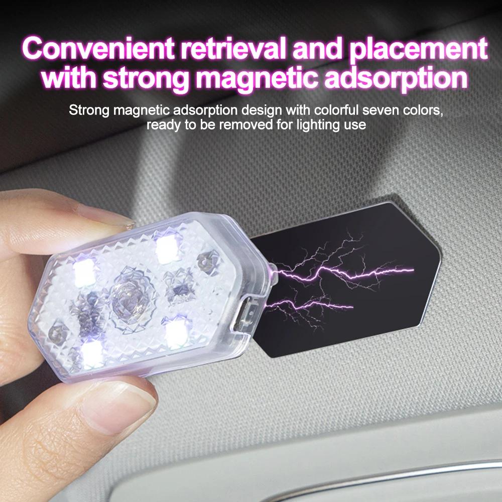 Wireless LED Car Lights Touch Light Roof Ceiling Sensor Read Lamp Multi Color Mini USB Charging Light Auto Interior Accsesories