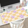 Pastel Checkerboard Flower Gaming Mouse Pad Non Slip Rubber Stitched Edge Keyboard Mat For Laptop Office Desktop Decor