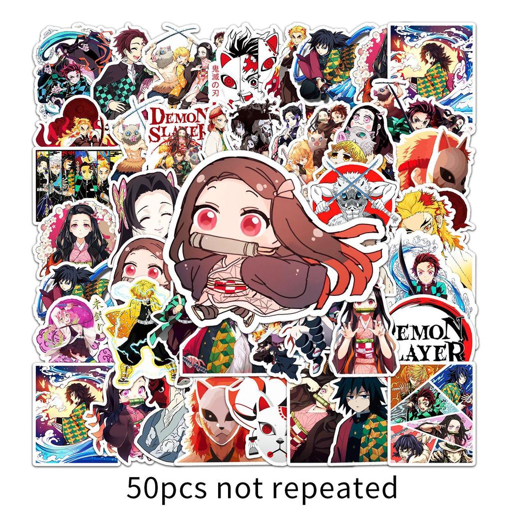 New Demon Slayer Stickers Cartoon Animation DIY Decoration Skateboard Laptop Luggage Motorcycle Phone Sticker Decals Gift Toys N