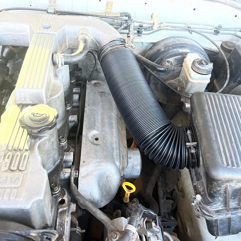 1pc Automotive Air Conditioning Filter Intake Pipe Kits 76/63/51mm Steel Wire Corrugated Air Intake Telescopic Duct Hose Engines