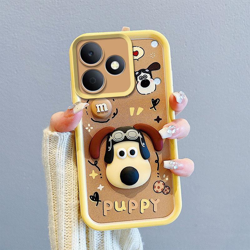 KEYSION Shockproof Case for Realme Note 80 with Lanyard Soft Silicone Cute 3D Cartoon Doll Phone Cover for Realme Note 80